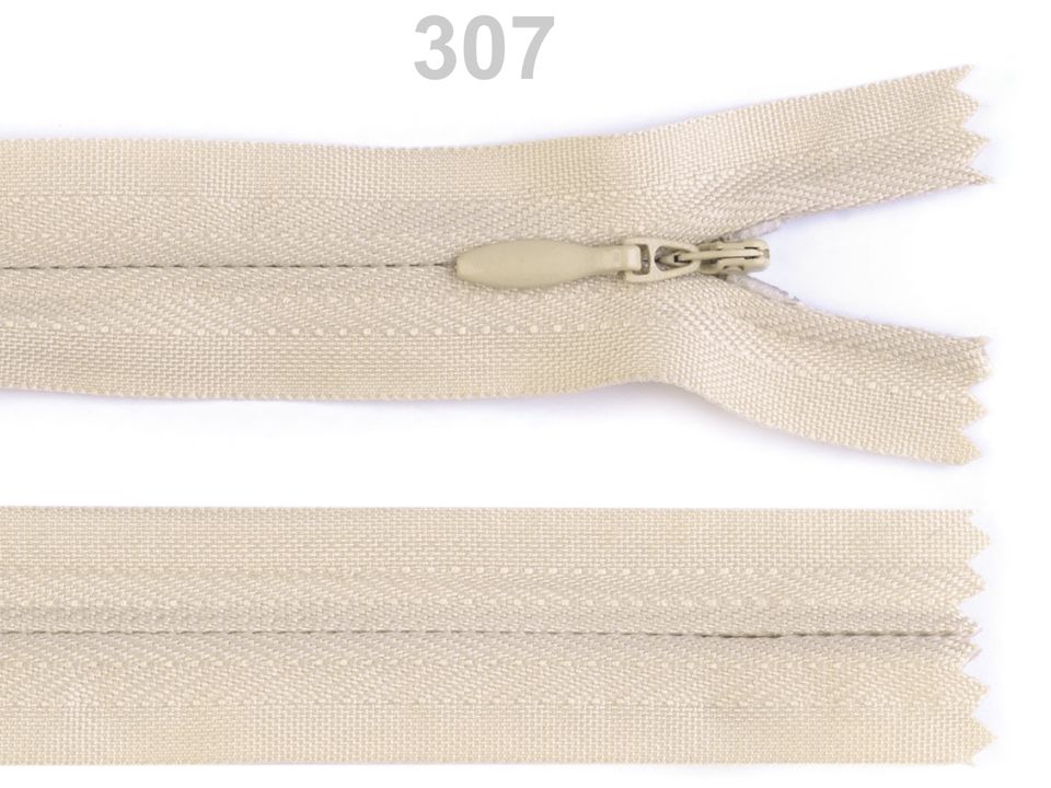 Špirálový zips skrytý šírka 3 mm dĺžka 20 cm 