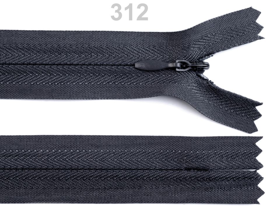 Špirálový zips skrytý šírka 3 mm dĺžka 20 cm 