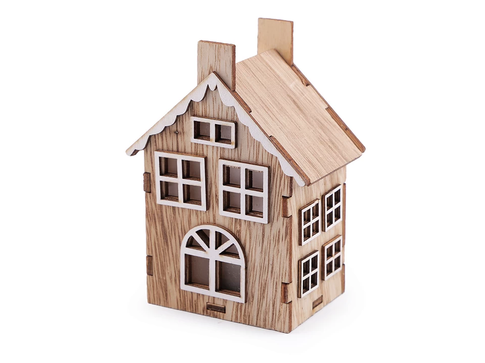 Dekorácia drevený domček svietiaci-1ks