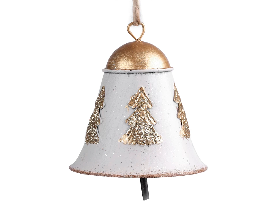 Kovový zvonček s glitrami na zavesenie Ø63 mm - 1 ks