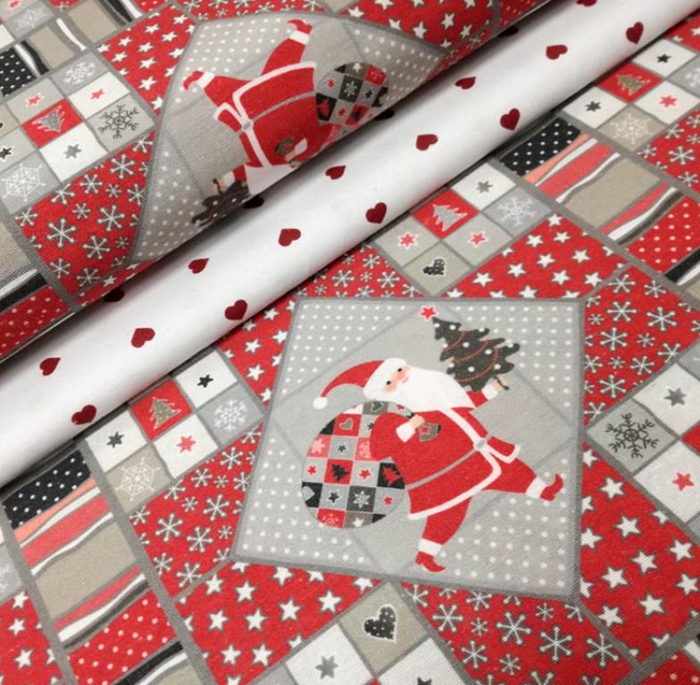 VIANOČNÝ PATCHWORK SANTA NA POŤAHOVKE