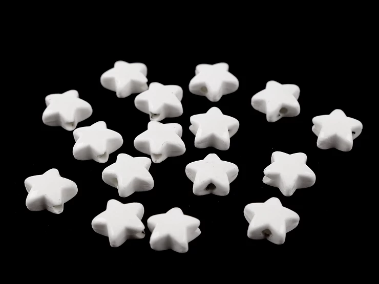 Porcelánové korálky hviezdy Ø15 mm - 20g