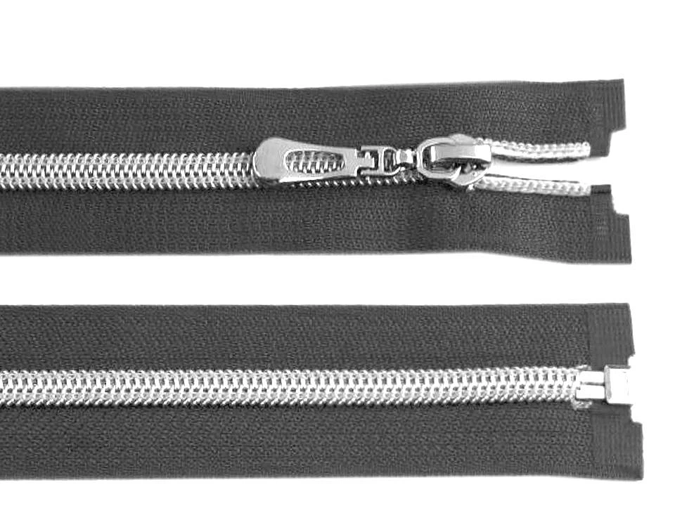 Špirálový zips so striebornými zúbkami šírka 7 mm dĺžka 60 cm
