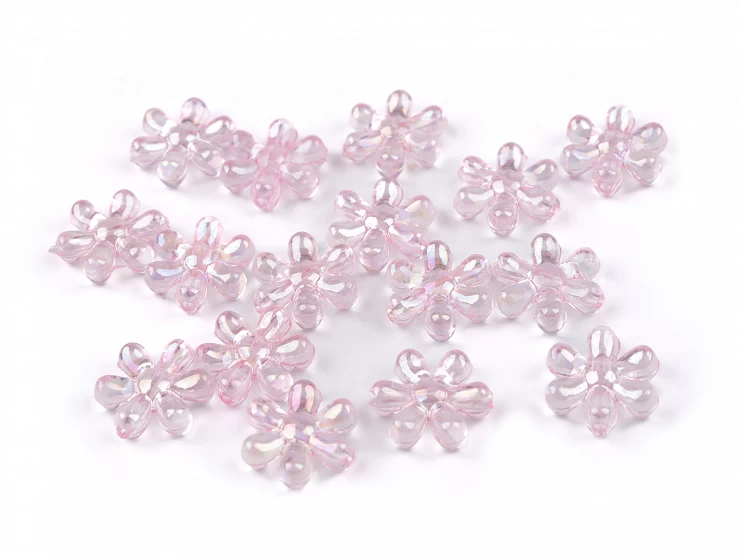 Plastové koráliky s AB efektom kvet Ø17 mm - 10g