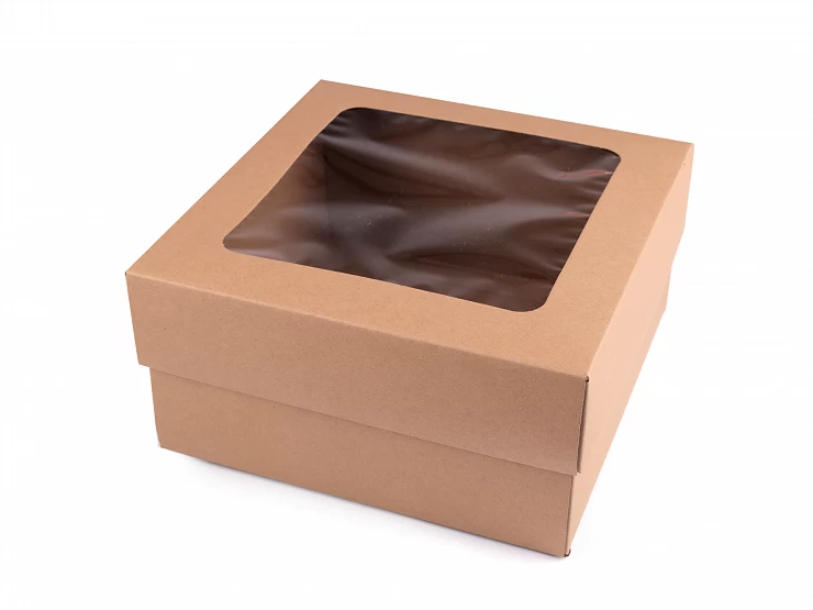 Papierová krabica natural s priehľadom - 4ks