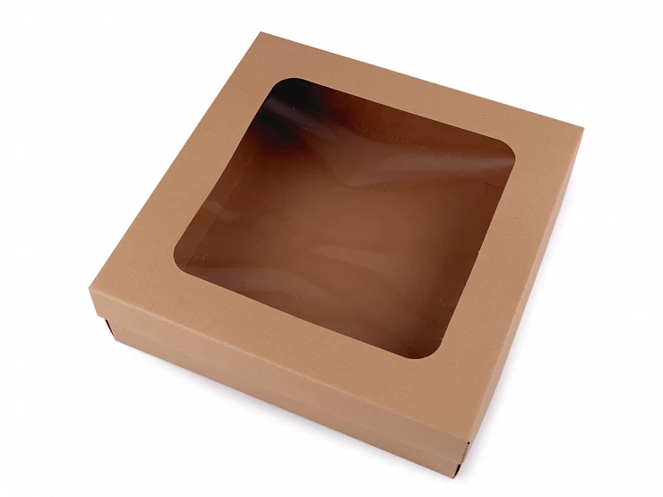 Papierová krabica natural s priehľadom - 4 ks