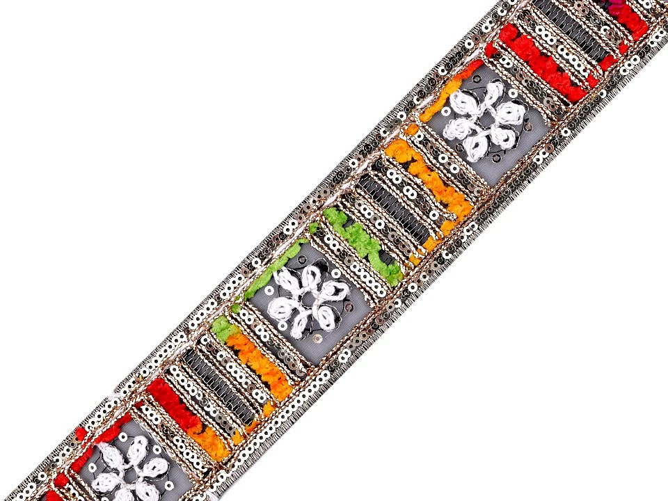 Prámik / vzorovka s flitrami šírka 45 mm, imitácia zamatu -1m