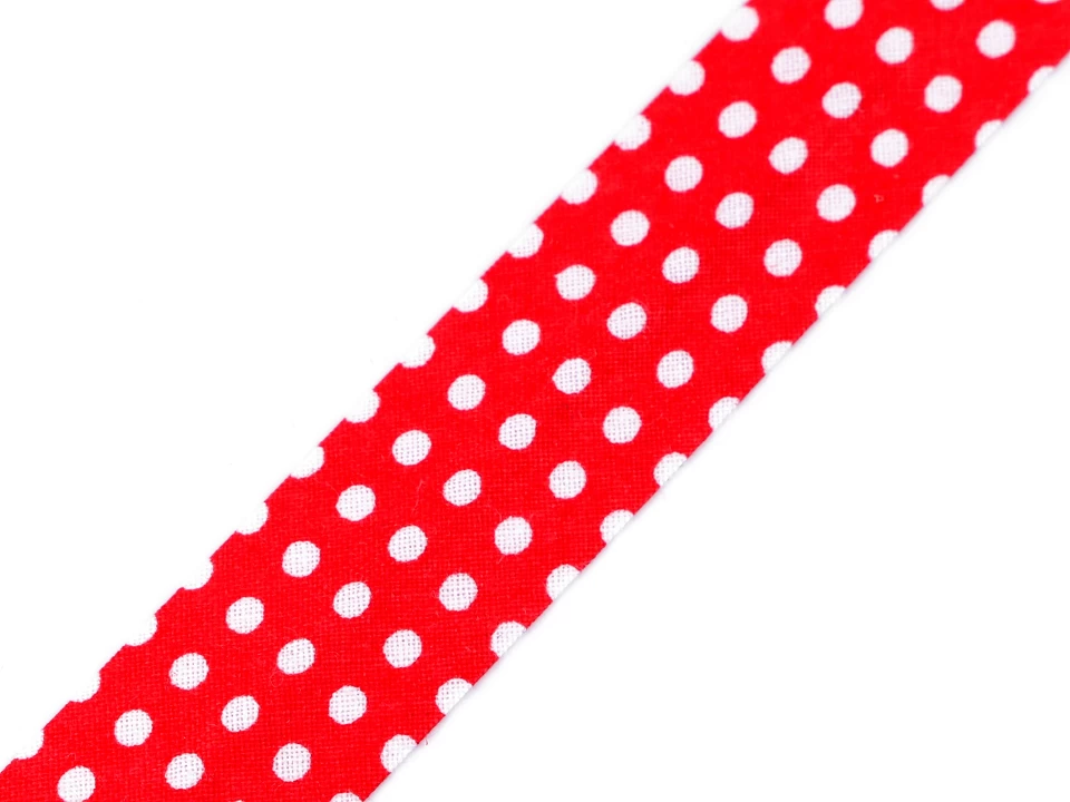 Šikmý prúžok bavlnený bodky š: 20 mm zažehlený -1m