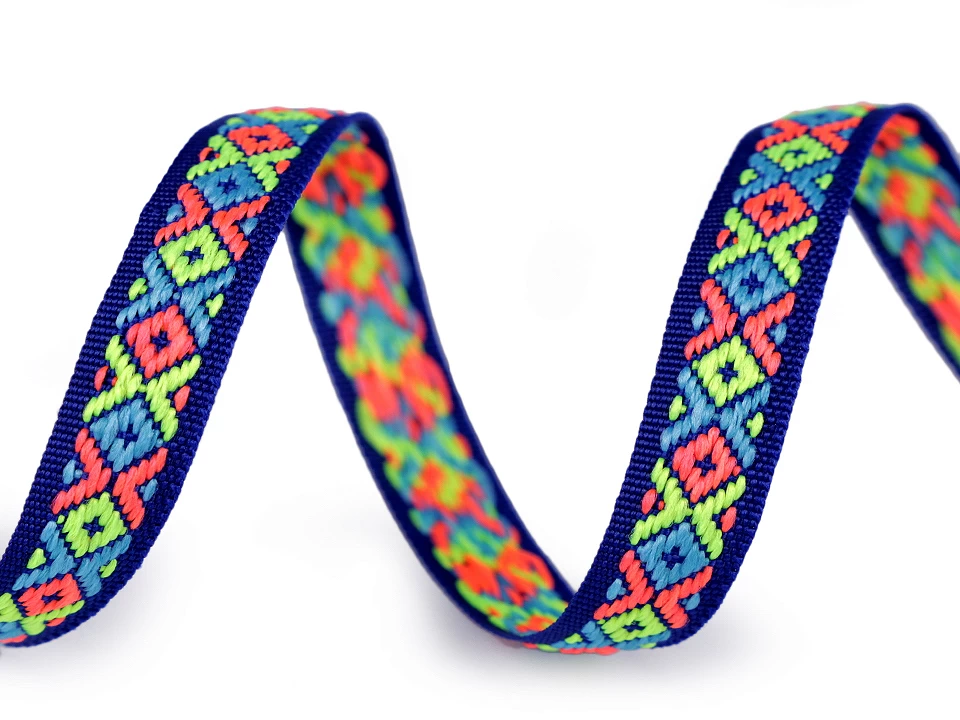 Prámik / vzorovka indiánsky motív šírka 10 mm neon -1m