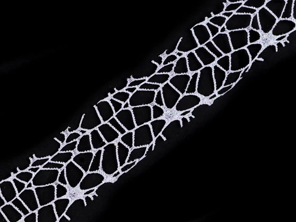 Stuha pavučinka s glitrami šírka 40 mm vianočná - 1 m