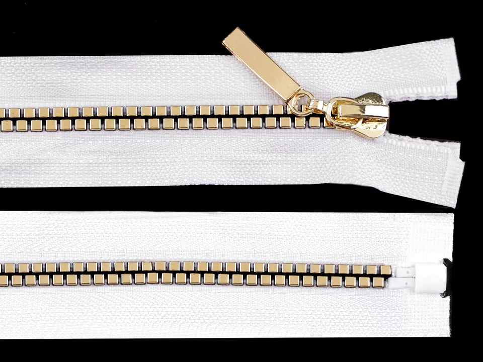 Kostený zips šírka 5 mm dĺžka 40 cm štvorcové zuby -1ks
