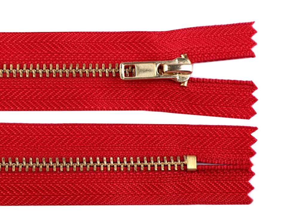 Kovový / mosadzný zips šírka 4 mm dĺžka 14 cm nohavicový -1ks