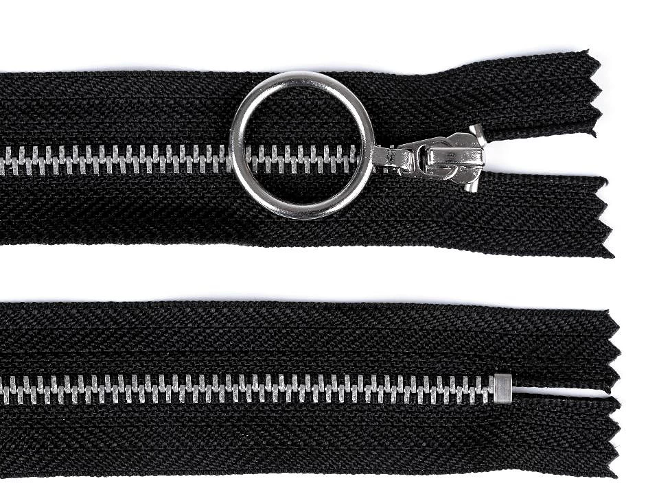 Kovový zips šírka 4 mm dĺžka 20 cm so striebornými zúbkami - 1 ks