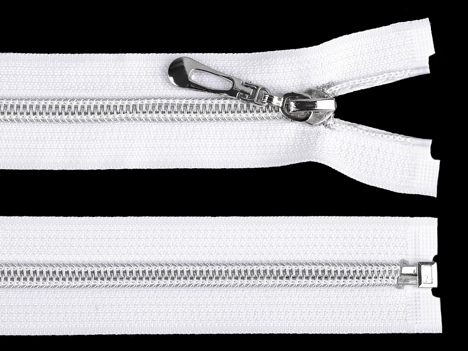 Špirálový zips so striebornými zúbkami šírka 7 mm dĺžka 75 cm-1ks