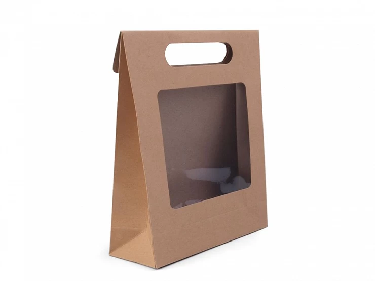 Papierová taška natural s priehľadom - 10 ks