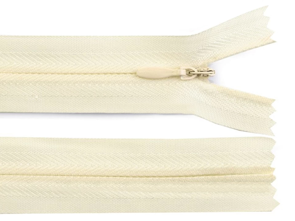 Zips špirálový 3 mm,nedeliteľný skrytý, 25 cm /šatový/ -1ks