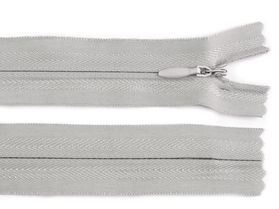 Zips špirálový 3mm,nedeliteľný skrytý, 60cm /šatový/ -1ks