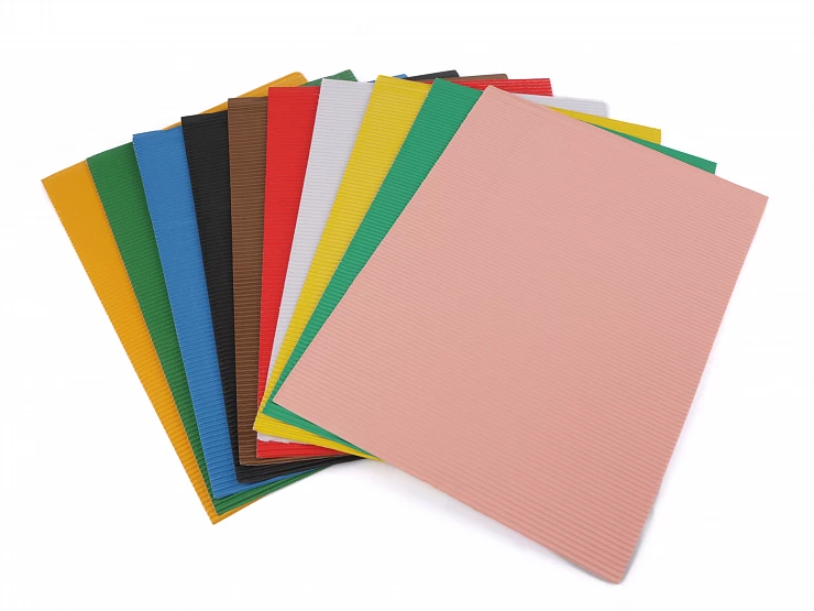 Farebný vlnitý papier mix farieb / lepenka - 10ks