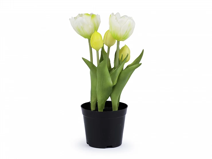 Umelé tulipány v kvetináči - 1 ks